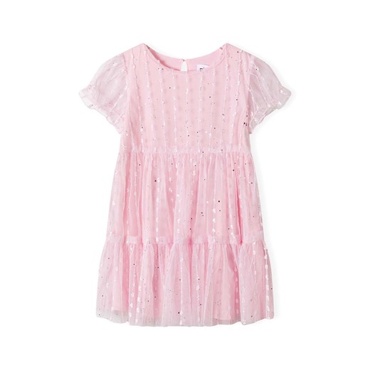 Tiulowa różowa sukienka z błyszczącymi elementami ze sklepu 5.10.15 w kategorii Sukienki dziewczęce - zdjęcie 171546223