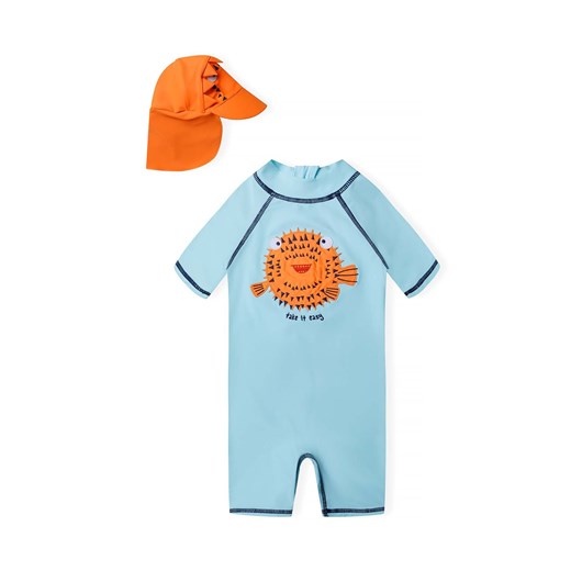 Błękitny kombinezon niemowlęcy z filtrem UV i czapką Minoti 80/86 5.10.15