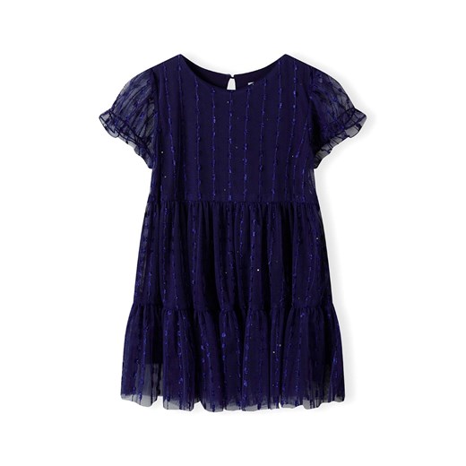 Granatowa tiulowa sukienka z błyszczącymi elementami ze sklepu 5.10.15 w kategorii Sukienki dziewczęce - zdjęcie 171546294