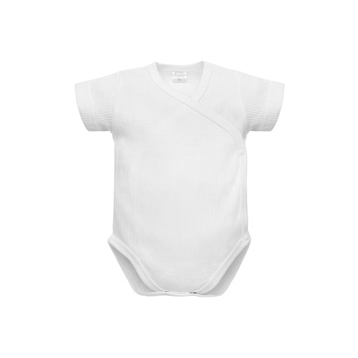 Białe prążkowane body niemowlęce kopertowe z krótkim rękawem - Pinokio ze sklepu 5.10.15 w kategorii Body niemowlęce - zdjęcie 171546321