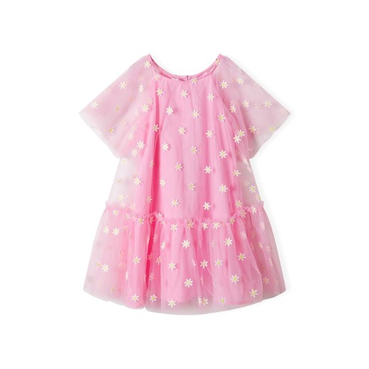 Różowa tiulowa sukienka w kwiatki dla niemowlaka Minoti 80/86 5.10.15
