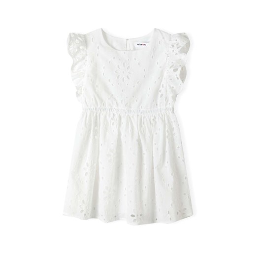 Letnia dziewczęca sukienka biała z haftowanej tkaniny Minoti 158/164 5.10.15