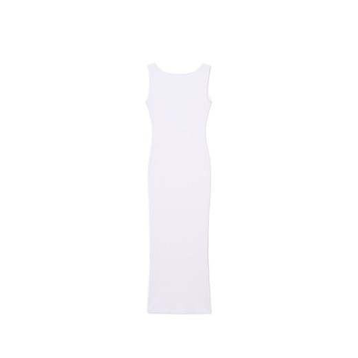 Cropp - Prążkowana biała sukienka midi - biały ze sklepu Cropp w kategorii Sukienki - zdjęcie 171546724