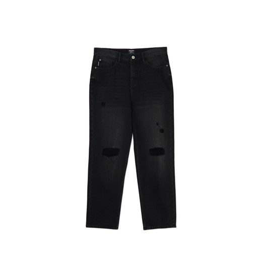 Cropp - Czarne jeansy loose baggy - czarny Cropp 28/30 Cropp