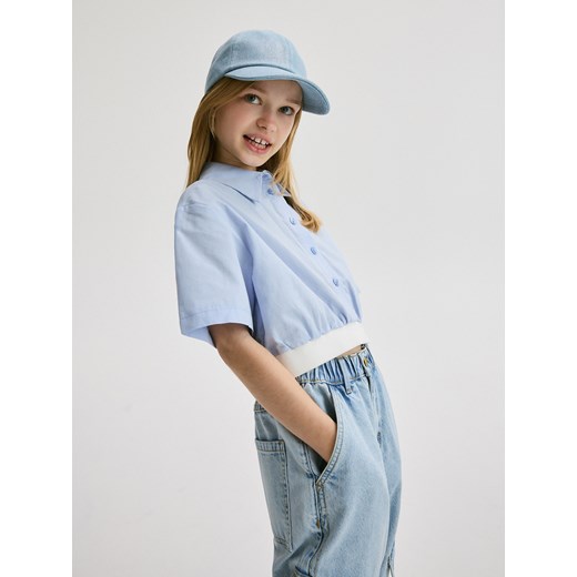 Reserved - Jeansy wide leg z kieszeniami - niebieski ze sklepu Reserved w kategorii Spodnie dziewczęce - zdjęcie 171547443