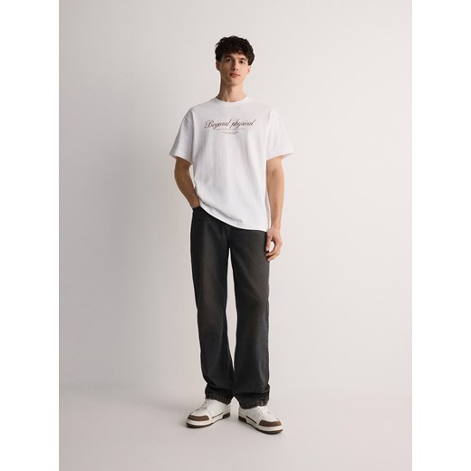 Reserved - T-shirt oversize z nadrukiem - biały ze sklepu Reserved w kategorii T-shirty męskie - zdjęcie 171549544