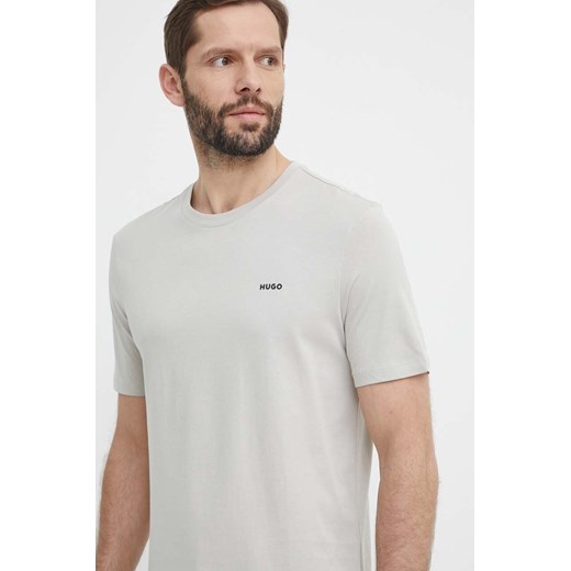 HUGO t-shirt bawełniany męski kolor szary gładki 50466158 ze sklepu ANSWEAR.com w kategorii T-shirty męskie - zdjęcie 171552811
