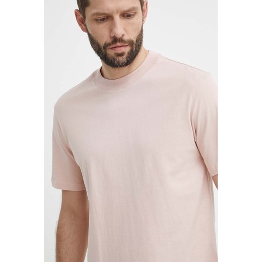 HUGO t-shirt bawełniany męski kolor różowy gładki 50488330 ze sklepu ANSWEAR.com w kategorii T-shirty męskie - zdjęcie 171552843