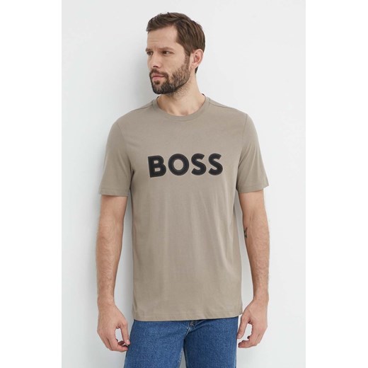 Boss Green t-shirt bawełniany męski kolor zielony z nadrukiem 50512866 ze sklepu ANSWEAR.com w kategorii T-shirty męskie - zdjęcie 171552991
