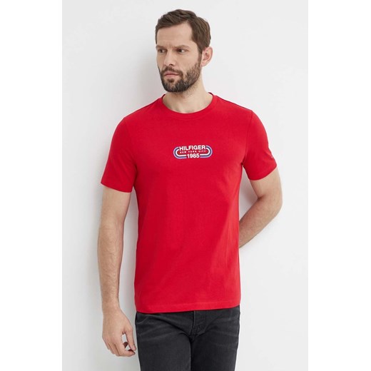 Tommy Hilfiger t-shirt bawełniany męski kolor czerwony z nadrukiem MW0MW34429 ze sklepu ANSWEAR.com w kategorii T-shirty męskie - zdjęcie 171553031