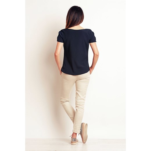 Bluzka damska czarna Infinite You z okrągłym dekoltem z krótkim rękawem 