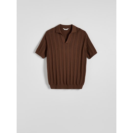 Reserved - Strukturalny sweter z kołnierzem - brązowy Reserved M Reserved