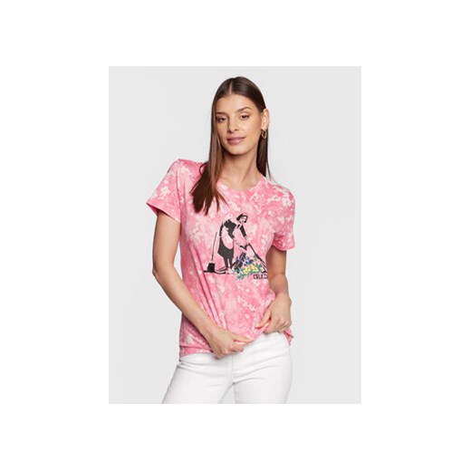 Guess T-Shirt BRANDALISED W3RI67 K9RM3 Różowy Regular Fit ze sklepu MODIVO w kategorii Bluzki damskie - zdjęcie 171556940