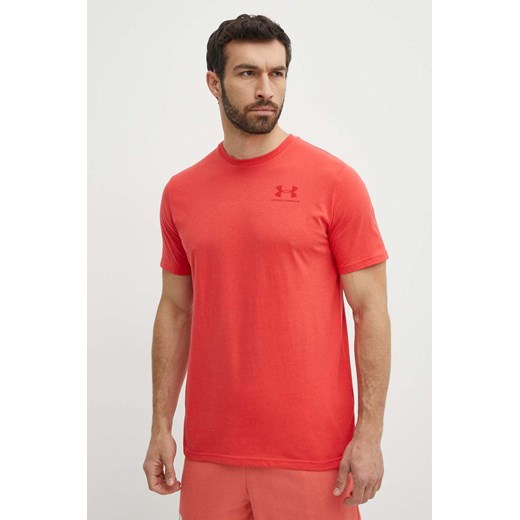 Under Armour t-shirt męski kolor czerwony z nadrukiem 1326799 ze sklepu ANSWEAR.com w kategorii T-shirty męskie - zdjęcie 171558111