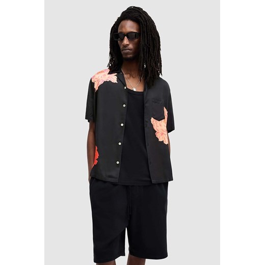AllSaints koszula ROZE SS SHIRT męska kolor czarny relaxed M033SA ze sklepu ANSWEAR.com w kategorii Koszule męskie - zdjęcie 171558414