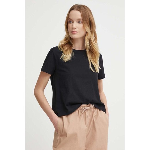 Sisley t-shirt bawełniany damski kolor czarny ze sklepu ANSWEAR.com w kategorii Bluzki damskie - zdjęcie 171559032