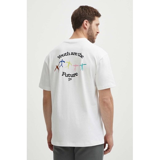 Puma t-shirt bawełniany męski kolor beżowy z nadrukiem 623558 ze sklepu ANSWEAR.com w kategorii T-shirty męskie - zdjęcie 171559151