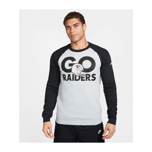 Męska bluza dresowa Nike Historic Raglan (NFL Raiders) - Szary ze sklepu Nike poland w kategorii Bluzy męskie - zdjęcie 171559682
