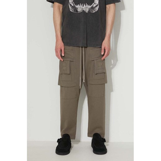 Rick Owens spodnie bawełniane kolor szary proste DU02B4371.RIG.DUST-BLACK ze sklepu PRM w kategorii Spodnie męskie - zdjęcie 171559840