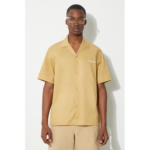 Carhartt WIP koszula S/S Delray Shirt męska kolor beżowy relaxed I031465.25TXX ze sklepu PRM w kategorii Koszule męskie - zdjęcie 171560001