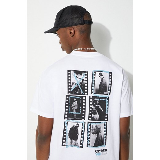 Carhartt WIP t-shirt bawełniany S/S Contact Sheet T-Shirt męski kolor biały z nadrukiem I033178.02XX ze sklepu PRM w kategorii T-shirty męskie - zdjęcie 171560522