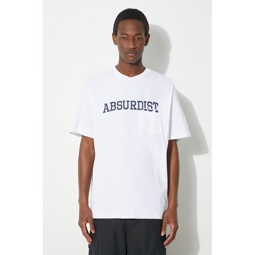 Engineered Garments t-shirt bawełniany Printed Cross Crew Neck T-shirt męski kolor biały z nadrukiem OR424.NP106 ze sklepu PRM w kategorii T-shirty męskie - zdjęcie 171560532