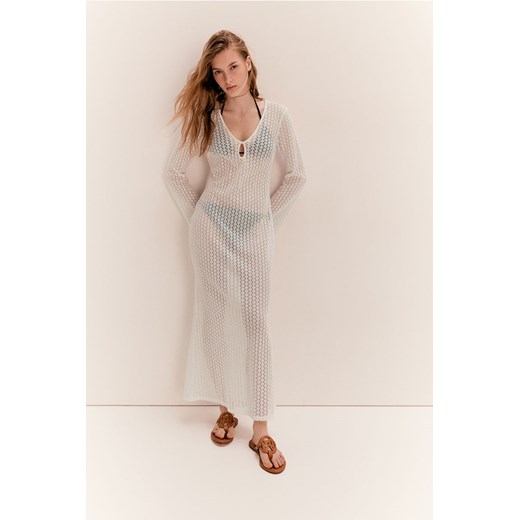 H & M - Sukienka o wyglądzie szydełkowej robótki - Biały ze sklepu H&M w kategorii Odzież plażowa - zdjęcie 171560563