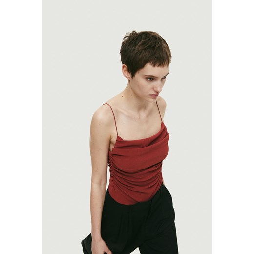 H & M - Drapowany top na ramiączkach - Czerwony ze sklepu H&M w kategorii Bluzki damskie - zdjęcie 171560614
