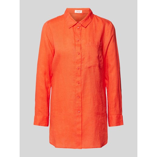 Bluzka lniana z kieszenią na piersi model ‘Tuni’ ze sklepu Peek&Cloppenburg  w kategorii Koszule damskie - zdjęcie 171561700