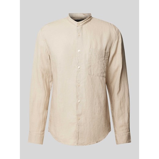 Koszula lniana o kroju regular fit ze stójką ze sklepu Peek&Cloppenburg  w kategorii Koszule męskie - zdjęcie 171561793