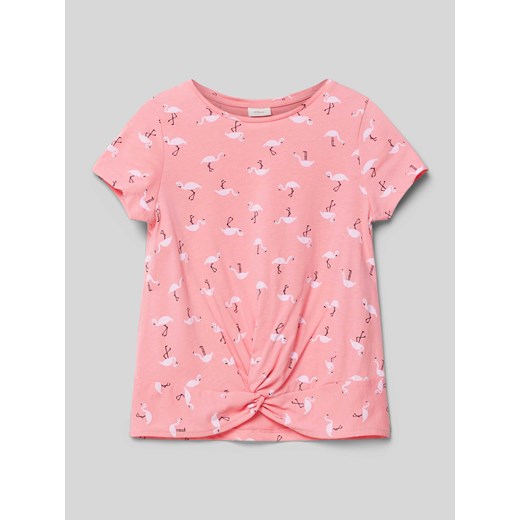 T-shirt z nadrukowanym motywem na całej powierzchni i wiązanym detalem ze sklepu Peek&Cloppenburg  w kategorii Bluzki dziewczęce - zdjęcie 171562314