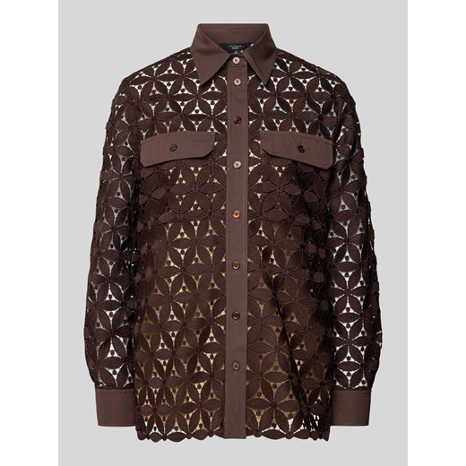 Bluzka koszulowa z ażurowym wzorem model ‘AFONA’ ze sklepu Peek&Cloppenburg  w kategorii Koszule damskie - zdjęcie 171563323