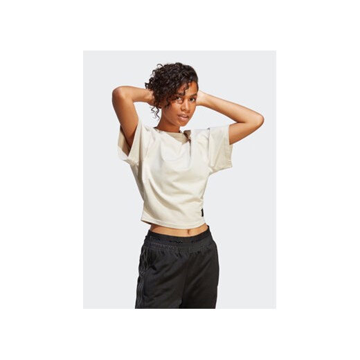 adidas T-Shirt W Hol T HN6484 Beżowy Regular Fit ze sklepu MODIVO w kategorii Bluzki damskie - zdjęcie 171566264