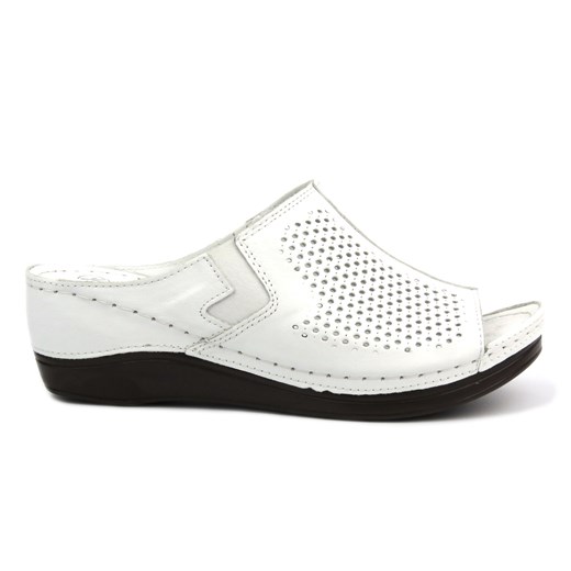 Klapki damskie Helios Komfort letnie bez zapięcia białe casual 