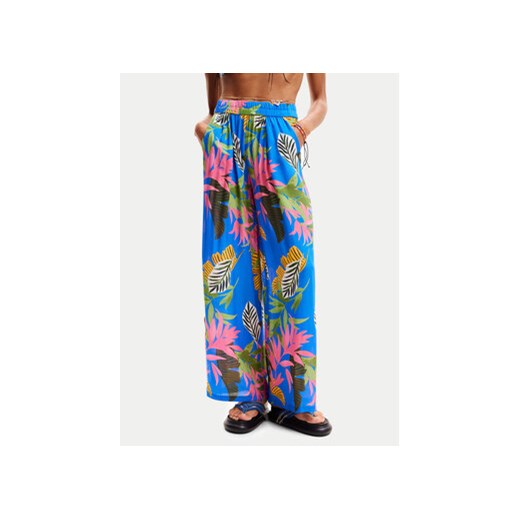 Desigual Spodnie materiałowe Tropical Party 24SWMW21 Niebieski Loose Fit ze sklepu MODIVO w kategorii Spodnie damskie - zdjęcie 171568063