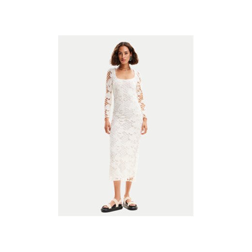 Desigual Sukienka letnia Sandalo 24SWVW50 Biały Slim Fit ze sklepu MODIVO w kategorii Sukienki - zdjęcie 171568074