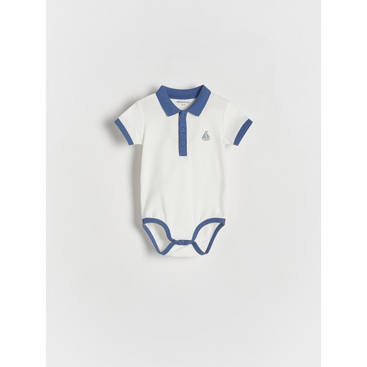 Reserved - Bawełniane body polo - złamana biel ze sklepu Reserved w kategorii Body niemowlęce - zdjęcie 171573261