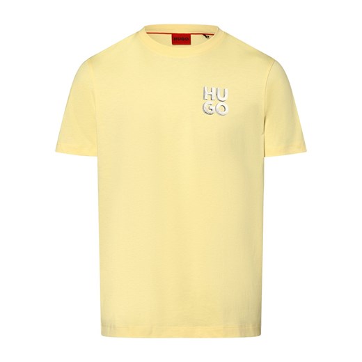 HUGO Koszulka męska - Detzington241 Mężczyźni Bawełna żółty jednolity ze sklepu vangraaf w kategorii T-shirty męskie - zdjęcie 171573480