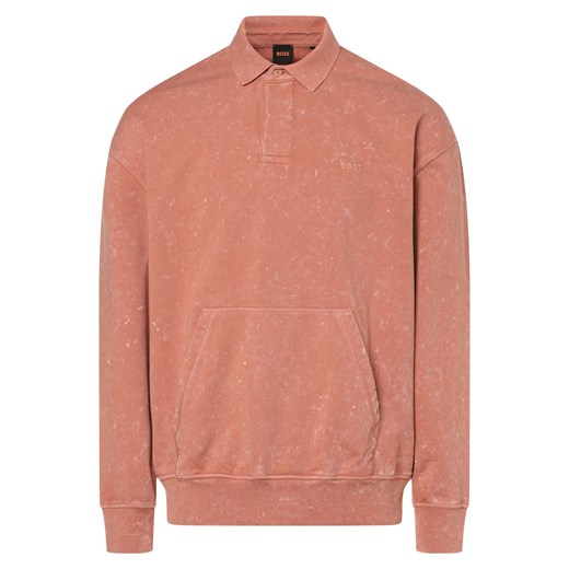 BOSS Orange Bluza męska - WeStrong Mężczyźni Bawełna morelowy jednolity ze sklepu vangraaf w kategorii Bluzy męskie - zdjęcie 171573484