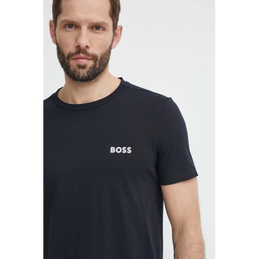 Boss Green t-shirt bawełniany męski kolor niebieski gładki 50515620 ze sklepu ANSWEAR.com w kategorii T-shirty męskie - zdjęcie 171576231