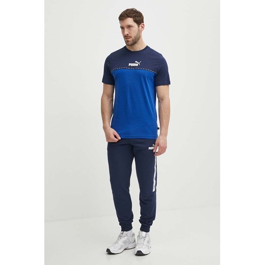 Puma t-shirt bawełniany męski kolor granatowy wzorzysty 673341 Puma XL ANSWEAR.com