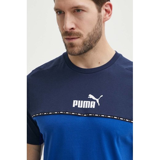 Puma t-shirt bawełniany męski kolor granatowy wzorzysty 673341 Puma XL ANSWEAR.com