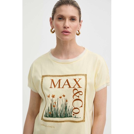 MAX&amp;Co. t-shirt bawełniany x FATMA MOSTAFA damski kolor żółty 2416941018200 ze sklepu ANSWEAR.com w kategorii Bluzki damskie - zdjęcie 171579474