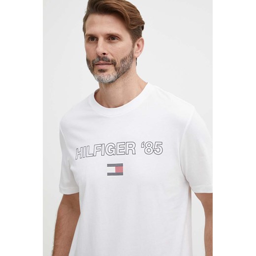 Tommy Hilfiger t-shirt bawełniany męski kolor biały z nadrukiem MW0MW34427 ze sklepu ANSWEAR.com w kategorii T-shirty męskie - zdjęcie 171579593