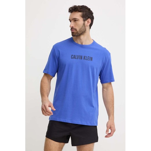 Calvin Klein Underwear t-shirt bawełniany lounge kolor niebieski z nadrukiem Calvin Klein Underwear L ANSWEAR.com