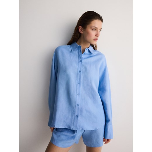 Reserved - Koszula z lnem - jasnoniebieski ze sklepu Reserved w kategorii Koszule damskie - zdjęcie 171580651