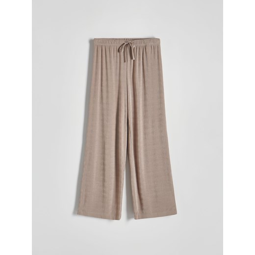 Reserved - Spodnie z szerokimi nogawkami - beżowy ze sklepu Reserved w kategorii Spodnie damskie - zdjęcie 171580683