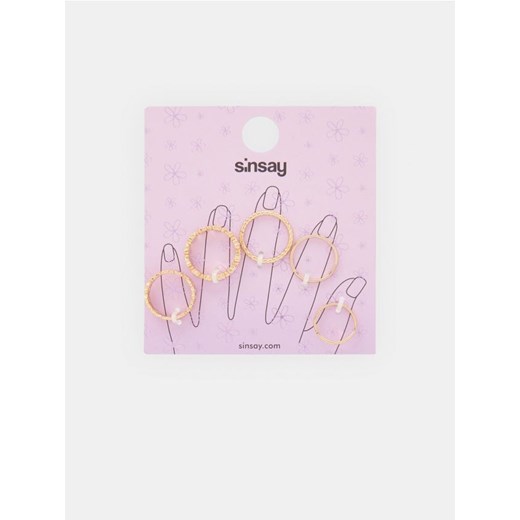 Sinsay - Pierścionki 5 pack - złoty ze sklepu Sinsay w kategorii Pierścionki - zdjęcie 171581011