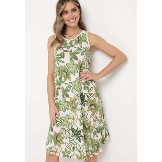 Zielona Klasyczna Wiskozowa Sukienka bez Rękawów Fialara ze sklepu Born2be Odzież w kategorii Sukienki - zdjęcie 171582980