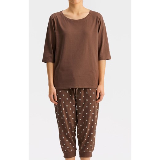 Bawełniana piżama damska cappuccino NLP-471, Kolor cappucino-brąz, Rozmiar XL, ATLANTIC ze sklepu Intymna w kategorii Piżamy damskie - zdjęcie 171583152